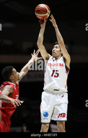 Tokyo, Giappone. 14 gennaio, 2017. Hiroki Taniguchi (Brave Thunders) Basket : Asia Orientale Club Championship 2017 match tra Kawasaki Brave Thunders 83-80 Anyang KGC al 1° Yoyogi palestra a Tokyo in Giappone . Credito: Jun Tsukida AFLO/sport/Alamy Live News Foto Stock