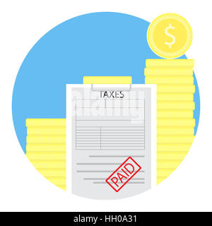 Le imposte versate icona. Imposizione economica, redditi di contabilità finanziaria. Illustrazione Vettoriale Foto Stock
