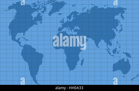 Reticoli mappa del mondo. Sfondo mappa terra digitale, griglia di reticolo radar, illustrazione vettoriale Foto Stock