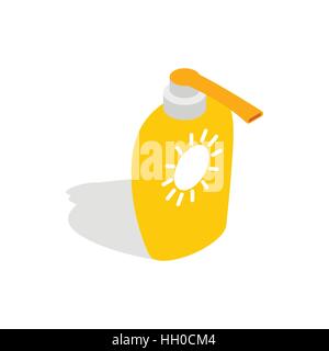 Bottiglia di creme abbronzanti icona isometrica 3d style Illustrazione Vettoriale