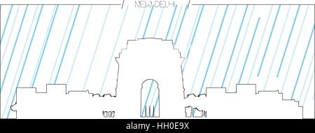 Isolato skyline di New Delhi Illustrazione Vettoriale