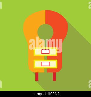 Orange lifevest icona, stile piatto Illustrazione Vettoriale