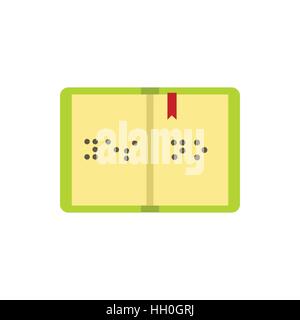 Libro scritto in Braille, icona di stile piatto Illustrazione Vettoriale