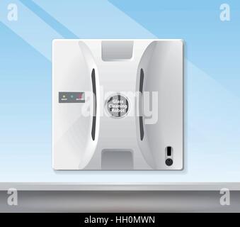 Pulizia del vetro del robot Illustrazione Vettoriale