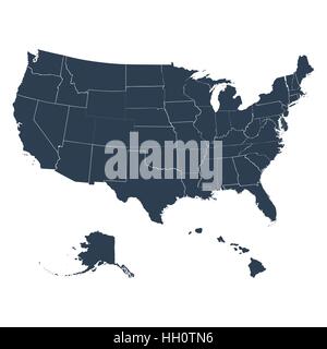 La mappa di America su sfondo bianco Illustrazione Vettoriale