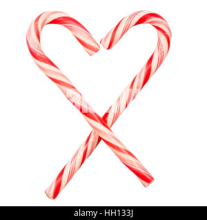 Cuore di candy canes isolati su sfondo bianco Foto Stock