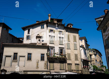 Le case di Città Alta di Bergamo, Italia Foto Stock