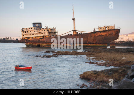 Naufragio della Temple Hall al largo della costa di Arrecife Lanzarote Foto Stock