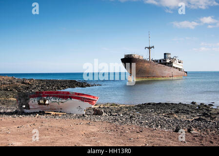 Naufragio della Temple Hall al largo della costa di Arrecife Lanzarote Foto Stock