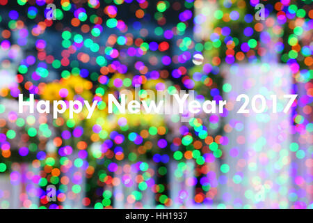 Felice anno nuovo 2017 sul testo colorato sfondo bokeh di fondo Foto Stock