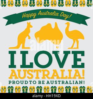 Sash retrò Australia Day card in formato vettoriale. Illustrazione Vettoriale