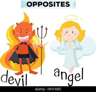 Devil e angel caratteri su bianco illustrazione Illustrazione Vettoriale