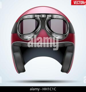 Vintage motociclo casco con gli occhiali di protezione Illustrazione Vettoriale