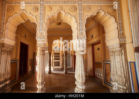 Chandra Mahal museum, Palazzo di città in città rosa, Jaipur, Rajasthan, India. Foto Stock