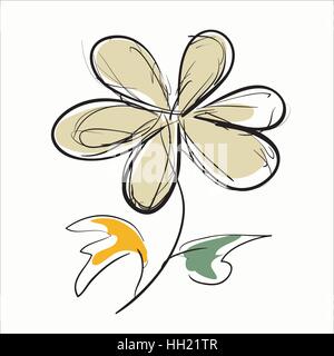 Flower disegnati a mano sullo sfondo bianco. Illustrazione Vettoriale
