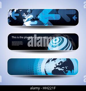 Intestazioni colorate o banner con disegni astratti in modo liberamente scalabile e in formato vettoriale modificabile Illustrazione Vettoriale