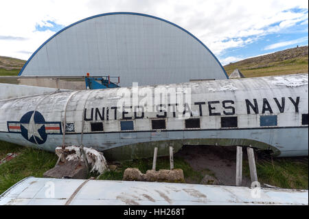 Relitto di un aereo militare che si è schiantato in Islanda Foto Stock