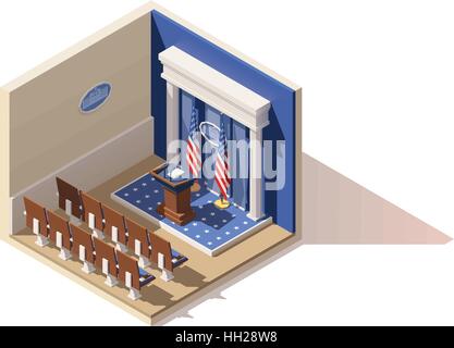 Isometrica del vettore White House briefing room Illustrazione Vettoriale