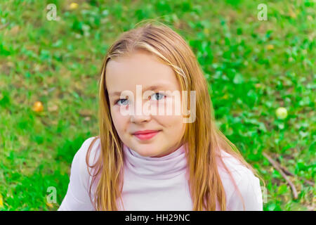 Foto della ragazza carina con grandi occhi blu Foto Stock