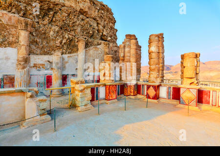 Le rovine del palazzo del re Erode a Masada Foto Stock