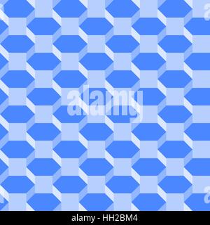 Isometrica pattern esagonale - 3D modificabile senza giunture vettore geometrico astratto sfondo (blu) Illustrazione Vettoriale
