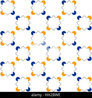 Square variazione di Kanizsa illusione ottica (illusorio contorni) - piastrella pattern diagonali, layout, modificabile senza giunture vettore di ripetizione (blu arancione) Illustrazione Vettoriale
