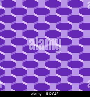Ottagono isometrica tile pattern - 3D ripetibile senza giunture modificabile vettore geometrico astratto sfondo (viola) Illustrazione Vettoriale