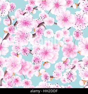Seamless rosa Sakura Fioritura di ciliegio. EPS 10 Illustrazione Vettoriale