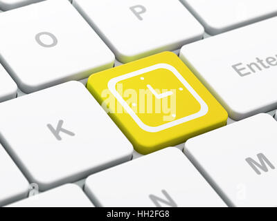 Concetto Timeline: guarda sulla tastiera del computer sullo sfondo Foto Stock