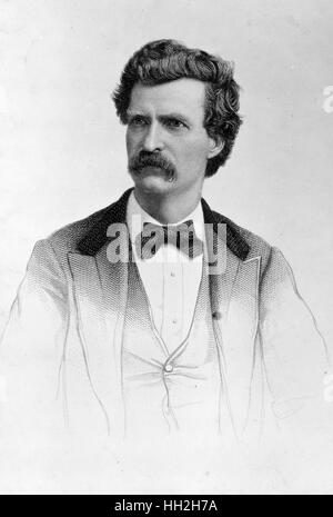 Incisione di Mark Twain (Samuel Clemens), 1835-1910 Foto Stock