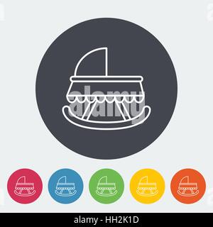 Icona di culla. Linea sottile vettore piana relativa icona per il web e applicazioni per dispositivi mobili. Esso può essere utilizzato come - il logo, il pittogramma, icona, una infografica elemento. Vecto Illustrazione Vettoriale