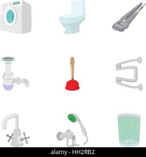 Apparecchi sanitari set di icone, stile cartoon Illustrazione Vettoriale