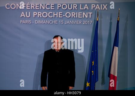 Parigi, Francia. 15 gennaio, 2017. Le figure politiche frequentare il Medio Oriente la conferenza di pace di Parigi, Francia. Vertice internazionale. 7O paesi hanno partecipato al vertice. Credito: Ania Freindorf/Alamy Live News Foto Stock