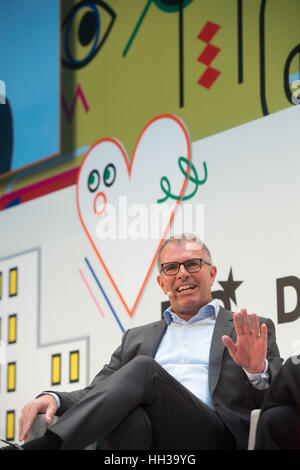 Lufthansa boss Carsten Spohr parlando a la DLD (Digital-Life-design) Conferenza di Monaco di Baviera, Germania, 16 gennaio 2017. Gli ospiti presso la 3 giorni di conferenza hanno discusso le tendenze e gli sviluppi in digitalizzazione. Foto: Tobias Hase/dpa | Utilizzo di tutto il mondo Foto Stock