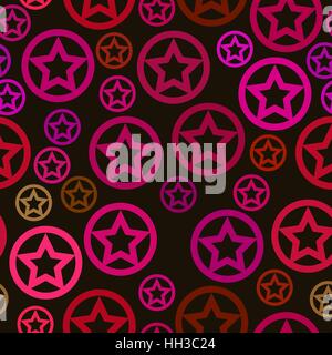 Vector pattern senza giunture - viola stelle in cerchio su sfondo marrone Illustrazione Vettoriale