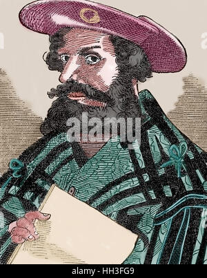 Tolomeo (100-170). Greco-Egyptian, scrittore, matematico, astronomo e geografo. Incisione. Xix secolo. Colore. Foto Stock