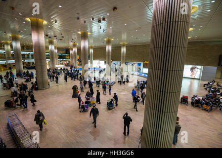 Arrivo hall, l'aeroporto di Ben Gurion Tel Aviv-Jaffa, Israele Foto Stock