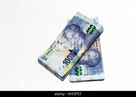 Rand sudafricani isolati su sfondo bianco Foto Stock