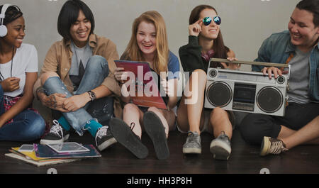 Amici Boombox Radio suono concetto Vintage Foto Stock