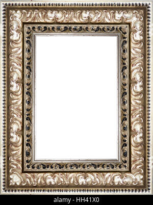 Argento legno vintage picture frame isolati su sfondo bianco. Foto ad alta risoluzione. Foto Stock