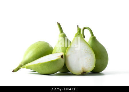 Gourd di bottiglia o calabash isolato su bianco Foto Stock