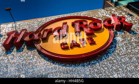 Hollywood / Los Angeles, circa del settembre 2015: Segno di Hard Rock Cafè di Hollywood a Hollywood Boulevard Foto Stock