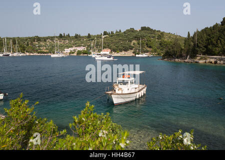 Vista di Mongonisi isola alla punta meridionale di Paxos Paxos, Isole Ionie, isole greche, Grecia, Europa Foto Stock