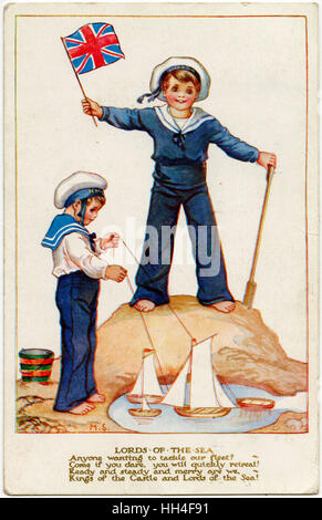 Signori del Mare - WW1 Propaganda Patriottica Postcard Foto Stock