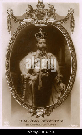 Re Giorgio V nelle sue vesti di incoronazione Foto Stock