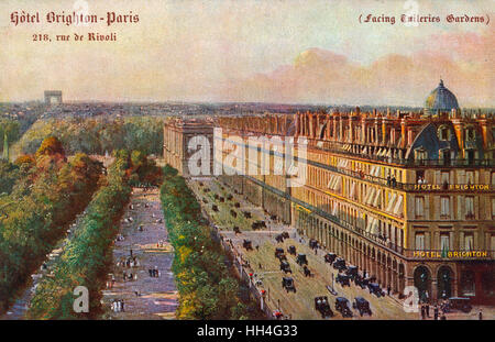 L'Hotel Brighton - 218 Rue de Rivoli, Paris, Francia - di fronte ai Giardini delle Tuileries. Foto Stock