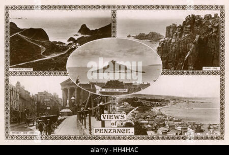 Cinque viste di Penzance, Cornovaglia Foto Stock