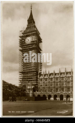 Big ben in riparazione - impalcatura - Case del Parlamento Foto Stock