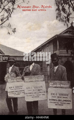 Inserzionisti di giornali, Nairobi, Kenya, Africa orientale, WW1 Foto Stock