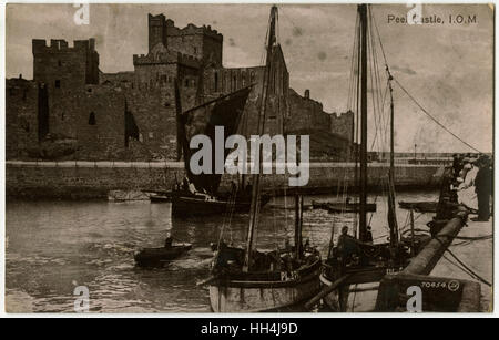 Isola di Man - rovine del Castello di Peel - Cattedrale di St Tedesco Foto Stock